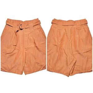 Robert Comstock | Women | Vintage Rust Linen Blend High Waist Belted Shorts | 6